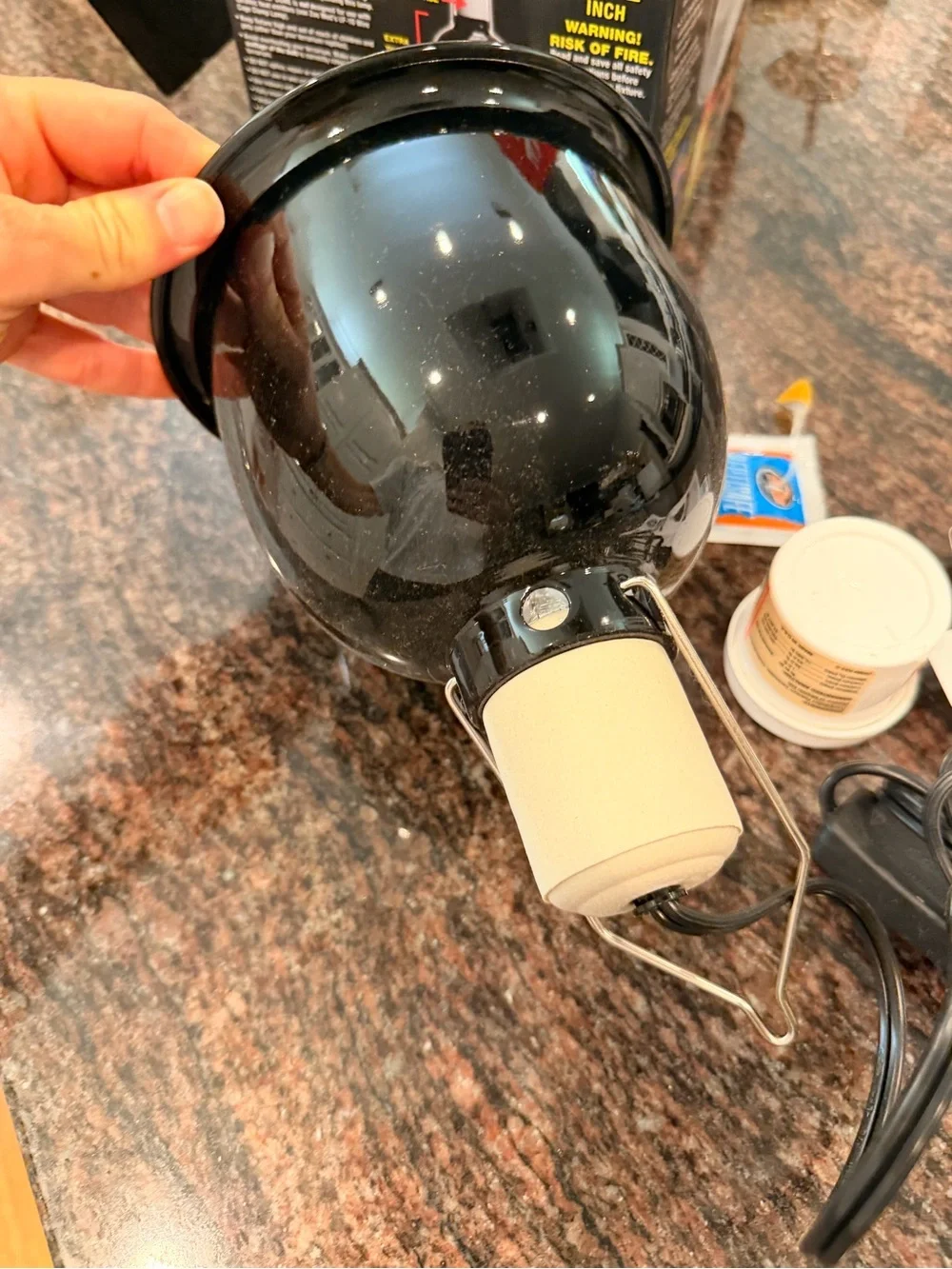 Mini Deep Dome Lamp Fixture - Black
